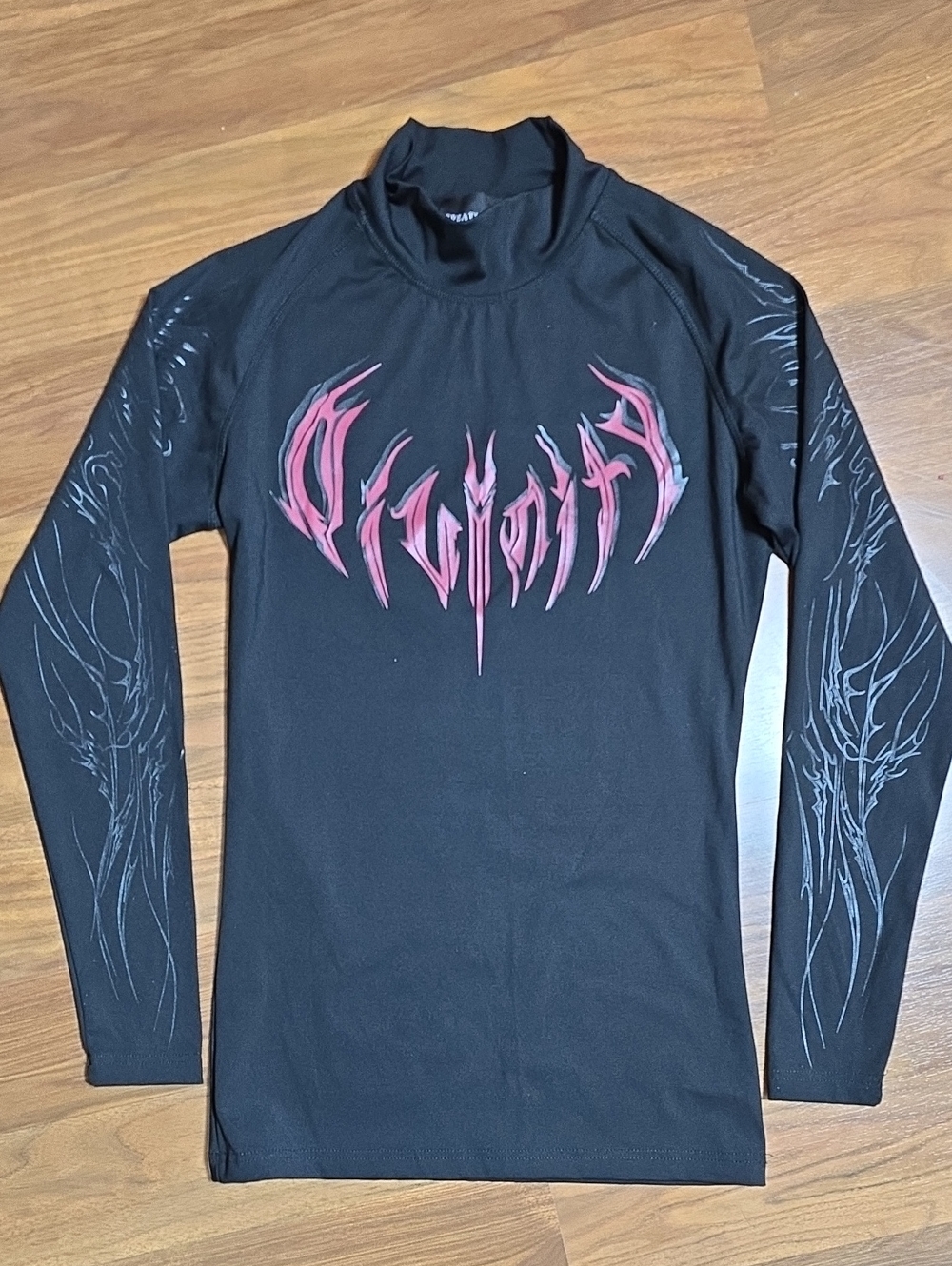 Breathedivinity Dragon Slayer Gothic Compression Long Sleeve Mock Neck Top